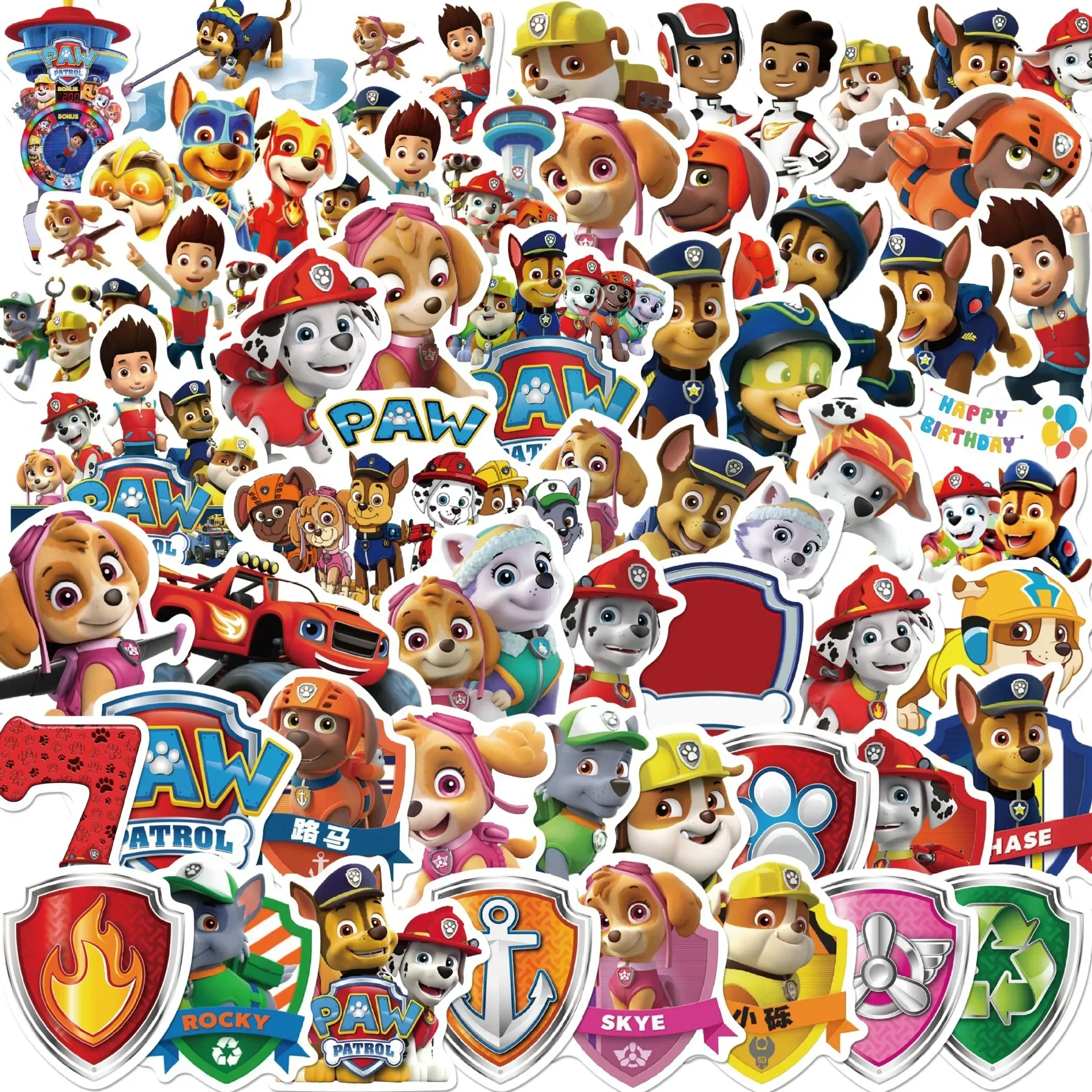 50 Pz/Set Paw Patrol Stickers Chase Marshall Skye Cute Puppy Dog Model Stickers Giocattoli Applicabili Allo Zaino Decorazione Iphone