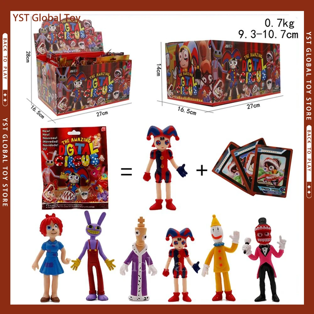The Amazing Digital Circus Blind Box Card Toy 24Pcs Pomni Jax Kagatha Kinger Caine Kaufmo Card Pvc Model Doll Christmas Kid Gift