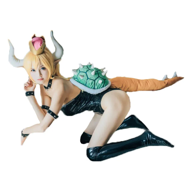 Bowsette Costume Cosplay Bowser Cos Princess Toadsgabello Pesca Cosplay Latex Catsui Black Turtle Shel