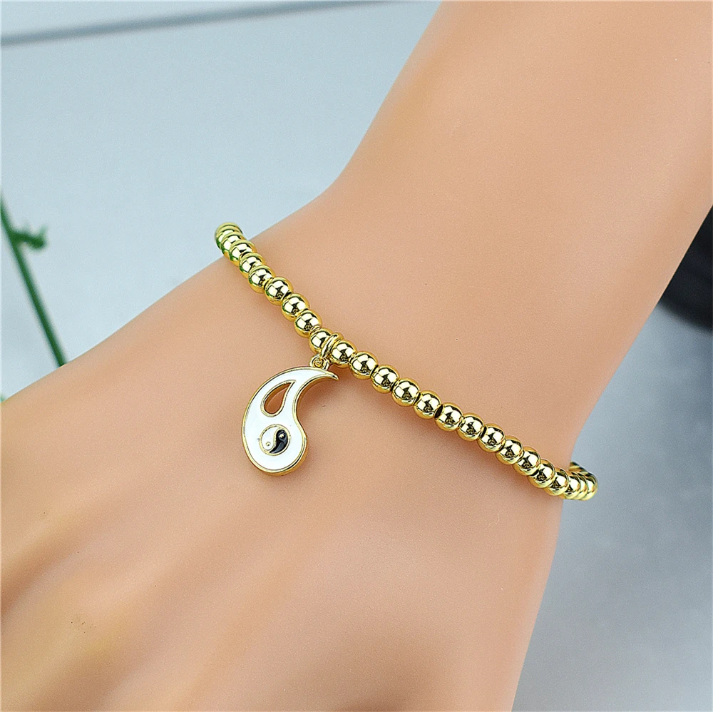 2021 Tendine Da Moda Yin Yang Bagua Pulseira Pingente Feminina Joias Esmaltadas De Presente