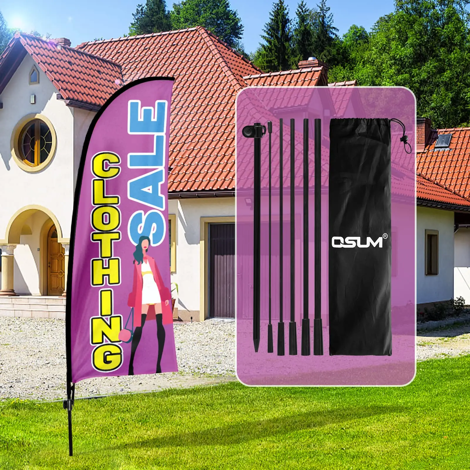 Fsflag Colthing Sale Flag,7Ft Colthing Sale Pubblicità Feather Flag Con Pole Kit, Ground Spike, Colthing Sale Signs