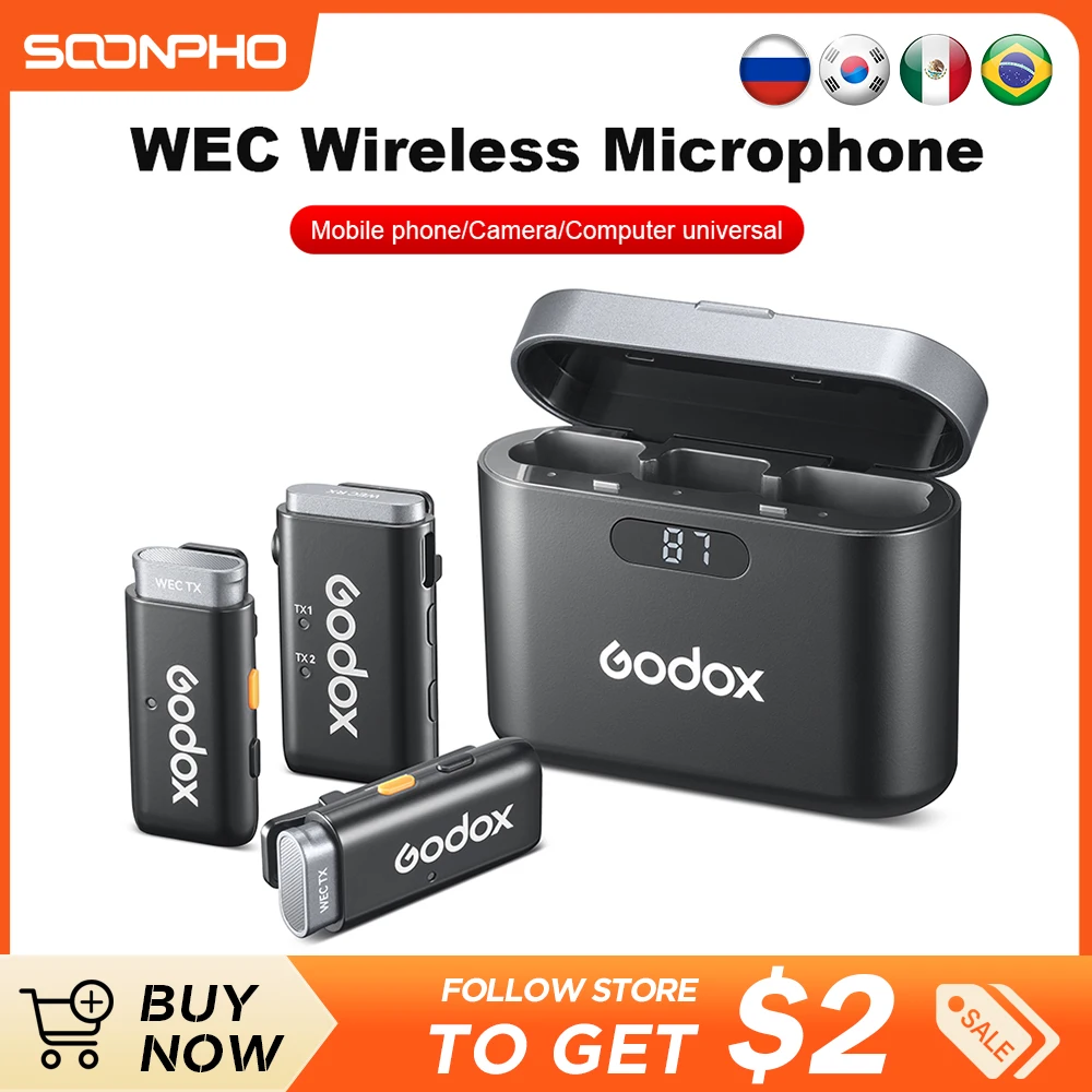 Wec Wireless Microphone Kit 2.4Ghz Wireless Microfono Lavalier Per Fotocamera Dslr Smartphone Risvolto Mic Per Vlog Intervista Gaming