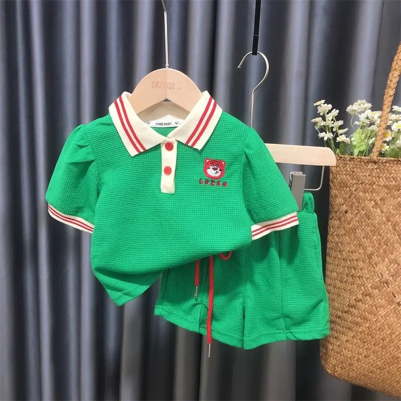 Girls Clothes Sets Summer 1 To 6 Years Olds Children Polo Shirts Shorts 2Pcs Tracksuits Tor Baby Butfits Bids Sports Suit Casual