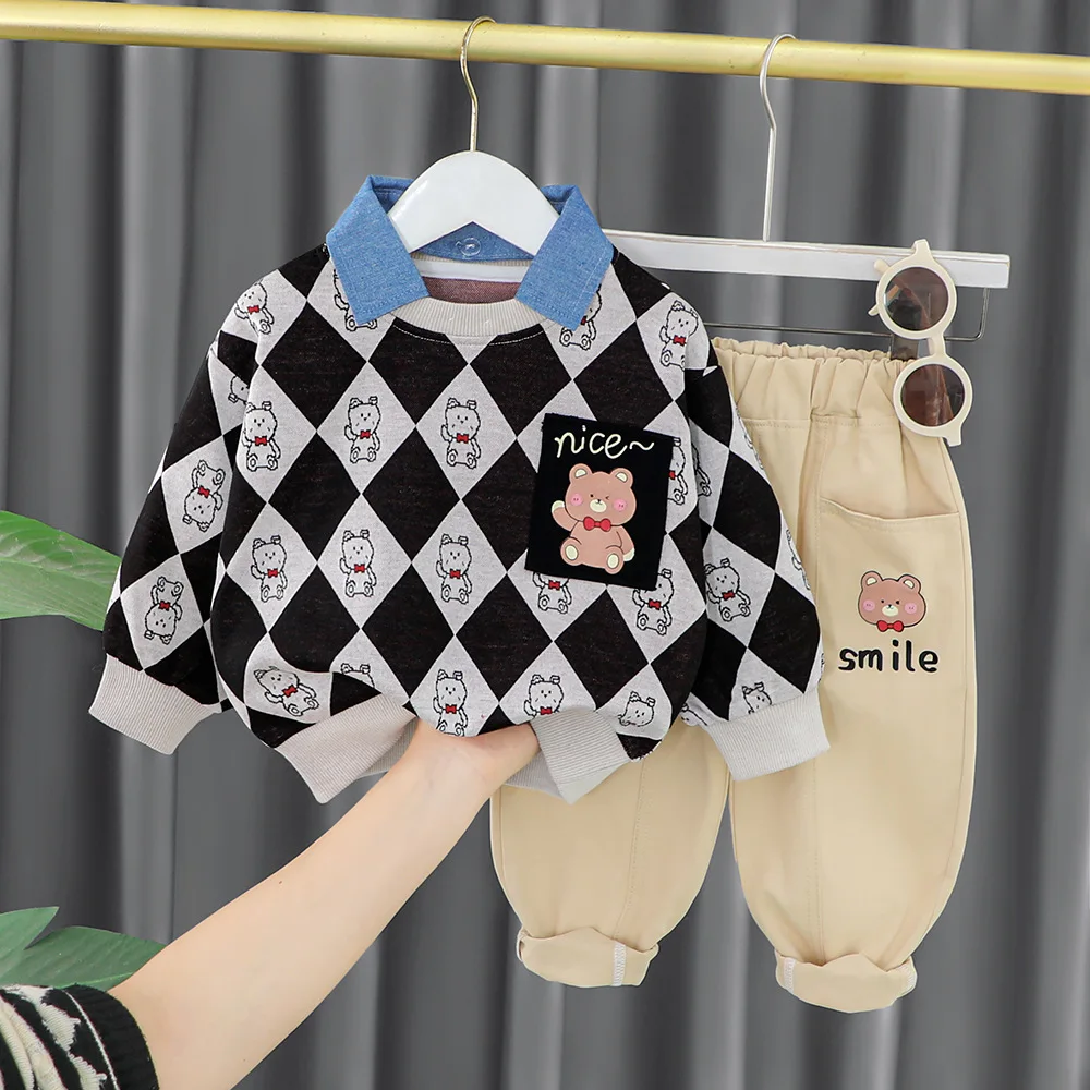 Boys Clothes Sets Spring Autumn Children Polo Sweatshirts Pants 2Pcs Tracksuits For Baby 1 To 5 Years Kids Cotton Suit Outfits