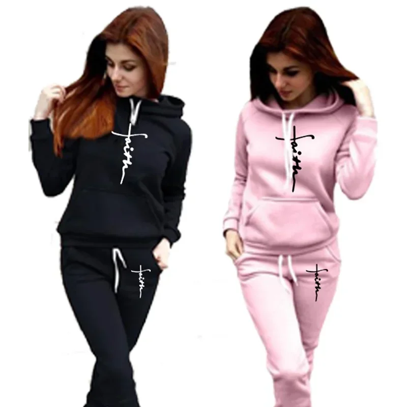 Fashion Faiths Tute Da Donna Stampate Abbigliamento Sportivo Tute Da Jogging Felpe Con Cappuccio + Pantaloni Della Tuta Set Primavera Autunno Tute Da 