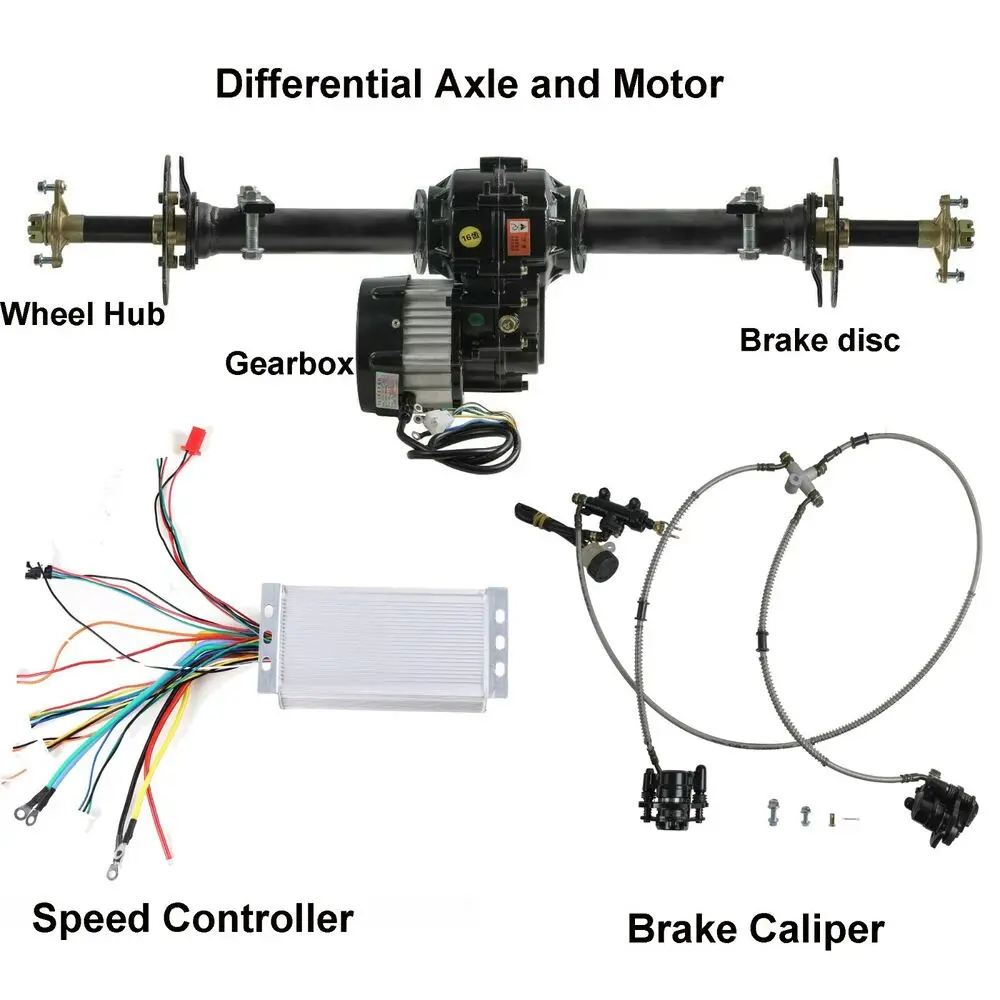 Tdpro 30/34/40 "Kit Asse Differenziale Posteriore 48V 1000W Motore Per Go Kart Trike E Bike Golf Car