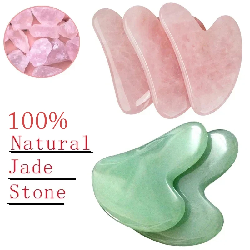 Natural Rose Jade Roller Massaggio Viso Gua Sha Board Crystal Stone Massager Body Facial Eye Raschiando Agopuntura Lift