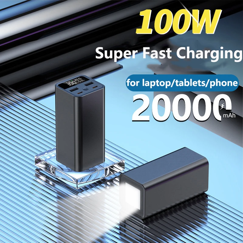 Power Bank A Ricarica Rapida Bidirezionale 20000Mah 100W Pd Powerbank Per Iphone 15 14 13 Samsung S22 Notebook Per Laptop Huawei Xiaomi