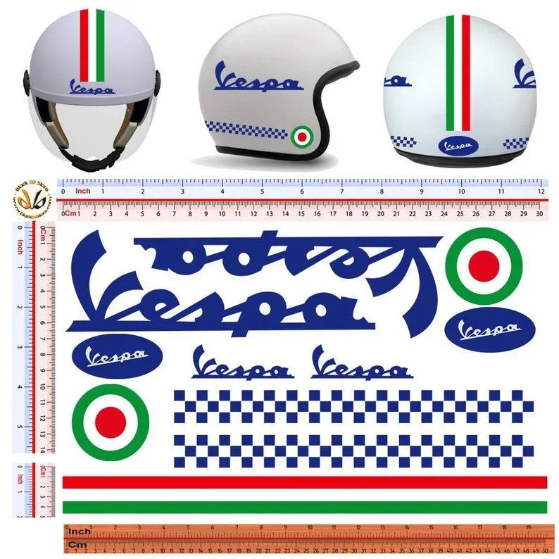 Per 1Set Vespa Adesivi Tricolore Casco In Pvc Scontato Vespa Bandiera Italiana Casco Tuning 11 Pz.