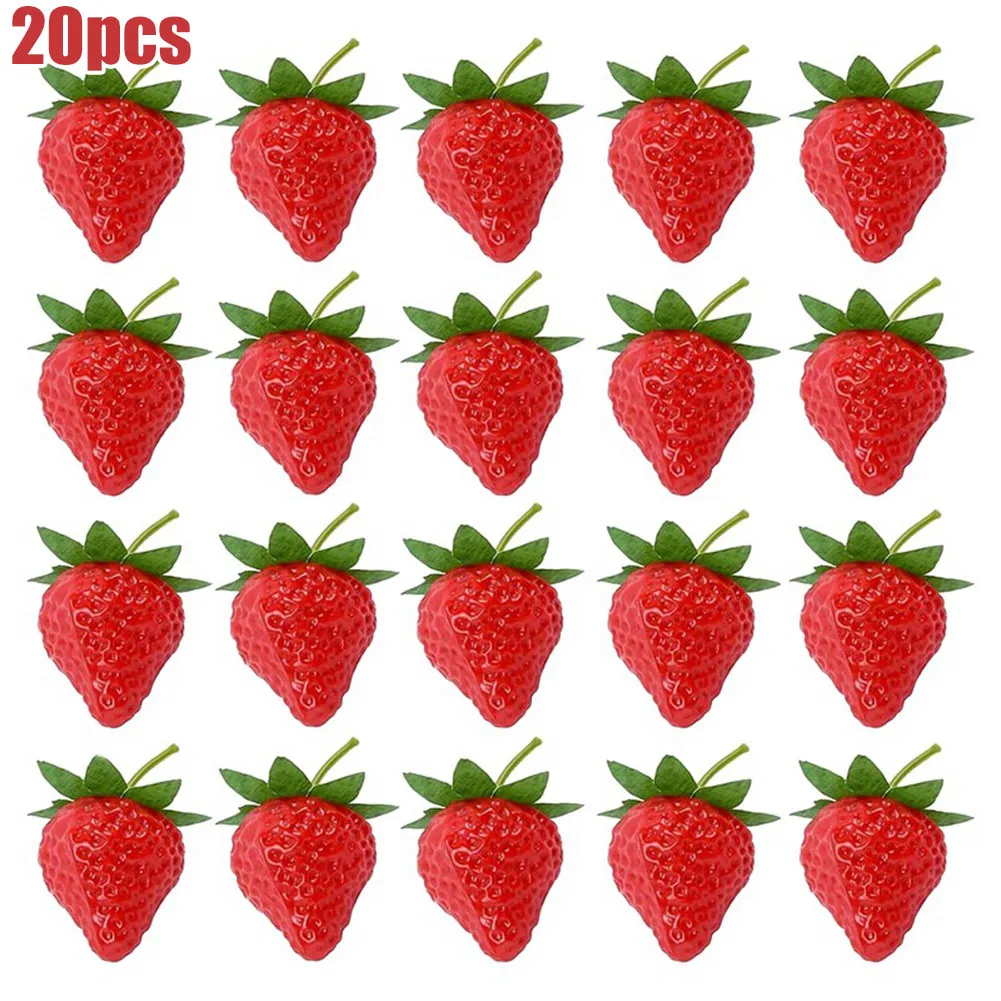20Pcs Fragola Artificiale Realistica Frutta Finta Giocattoli Per Bambini Modello Di Frutta Finta Per Decorazioni Da Tavola Per Espositori Per Feste A 