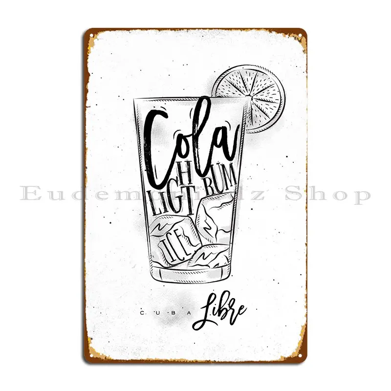 Light Rum Cocktail 1 Metal Sign Club Club Wall Decor Custom Classic Tin Sign Poster