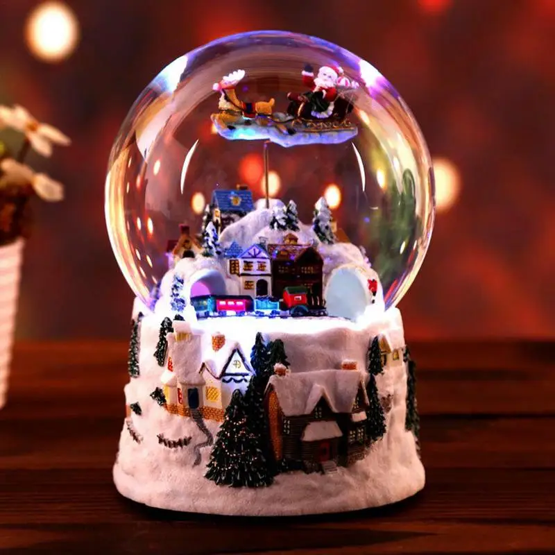 Snow Globes Christmas With Music For Christmas Birthday Gift Sfera Di Cristallo Globi Scatola Musicale Snow Globes Carousel