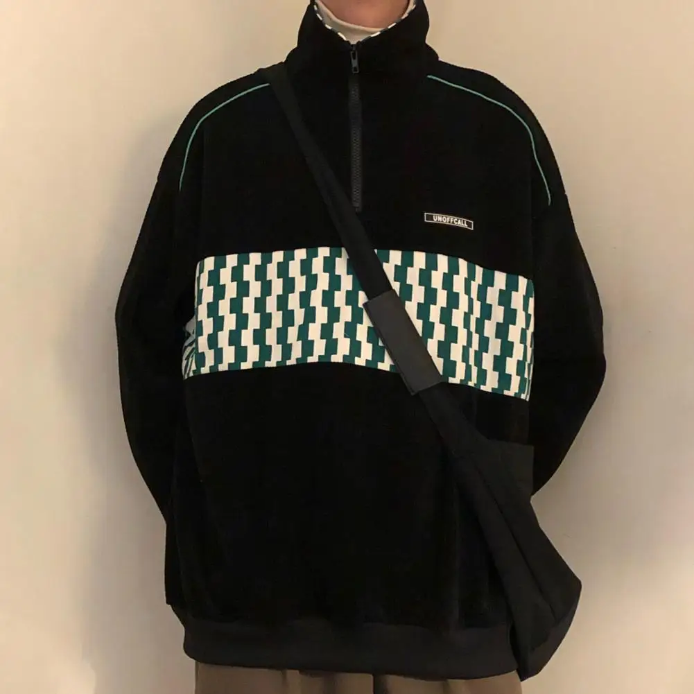 Felpa Con Mezza Zip Waffle Felpa Da Uomo Stile Retrò Felpa Con Cerniera A Scacchiera Retrò Per Uomo Colletto Alla Coreana Streetwear Top