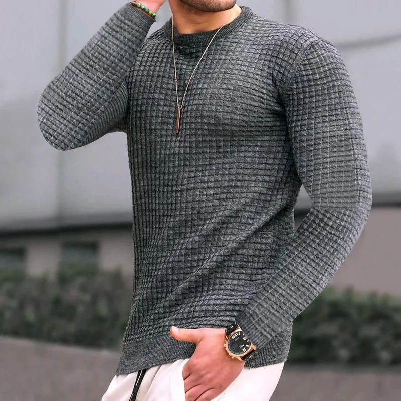 Maglione Da Uomo Pullover Dolcevita Maglioni Casual Per Uomo Abbigliamento Pullover Strisce Waffle Casual Spedizione Gratuita Vestiti Maschili