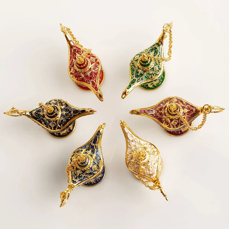 Divine Wishing Lamp Aladdin Lamp Ornament Living Room Decoration Vintage Palace Style Gongyen Home Festival Dinner Decor Crafts