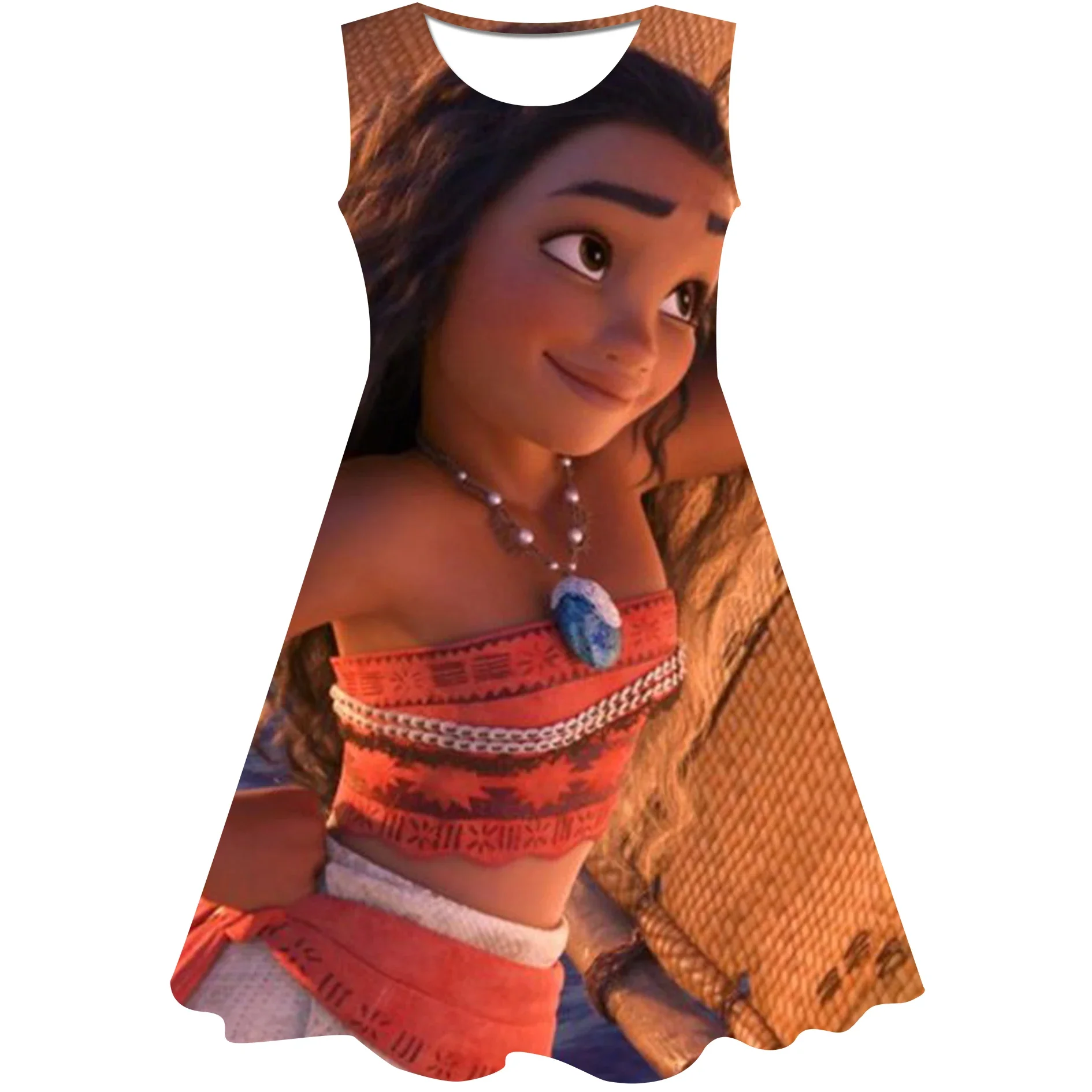 2024 New Moana Dress For Girls Kids Cartoon Clothes 1-10 Year Baby Birthday Outfit Party Wear Summer Cosplay Disney Series Dress
