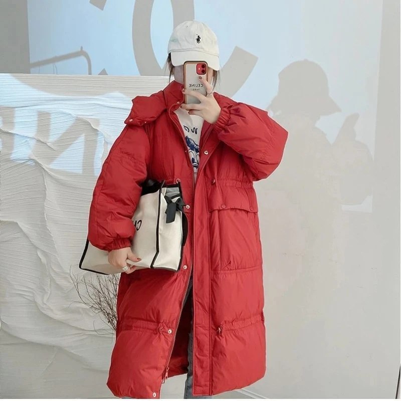 2021 Nuovo Piumino Invernale Da Donna Di Media Lunghezza Versione Coreana Sciolto Moda Piumino D'Anatra Bianco Abbigliamento Invernale Piumino K2134