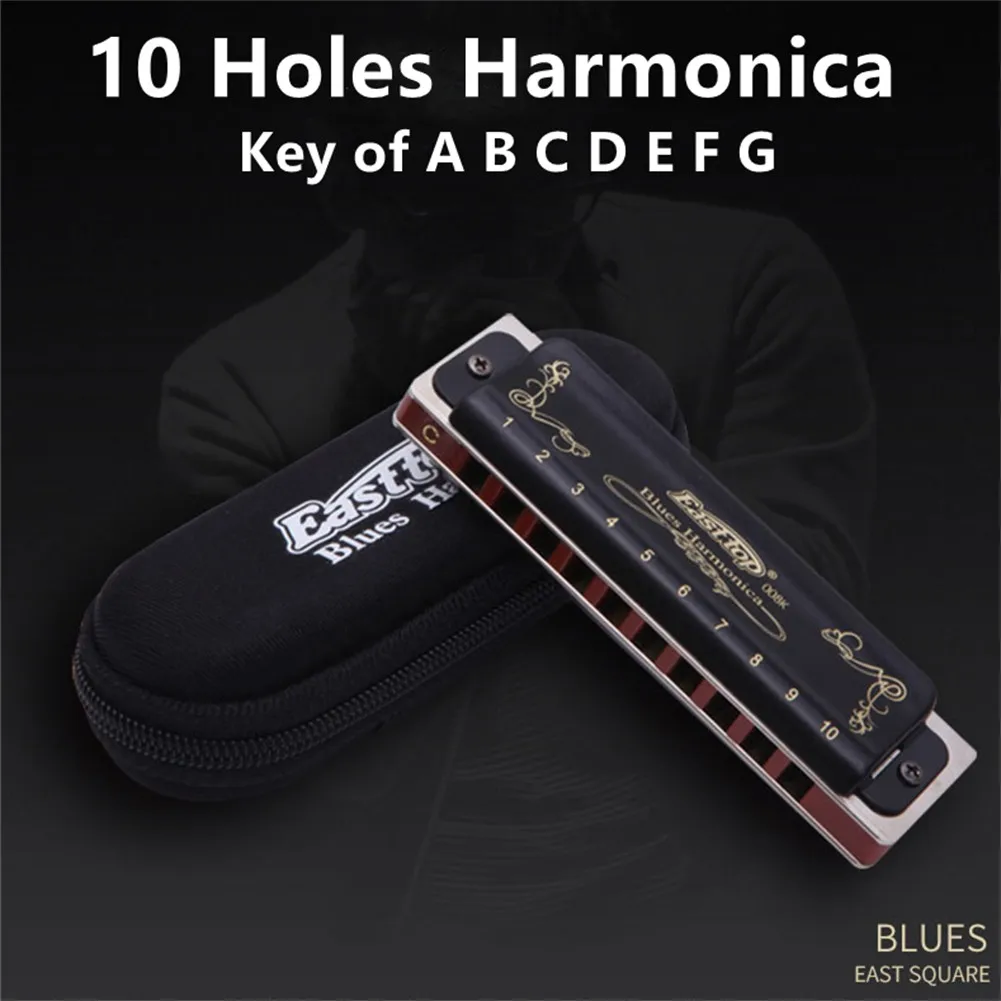 10 Fori Armonica Blues Bocca Organo Bronzo Fosforoso Canna Easttop T008K Blues Strumenti Musicali Armonica Chiave Di A B C D E F G