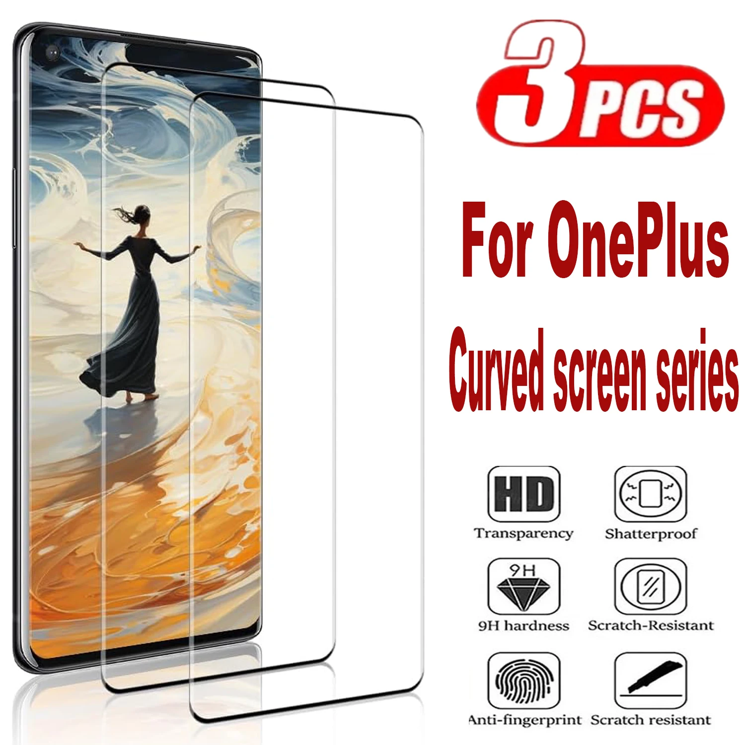 3 Pezzi Di Vetro Temperato Per One Plus 11 One Plus 7 8 9 10 Pro 3D Curvo Ad Ultrasuoni Fingerprint Screen Protector Glass