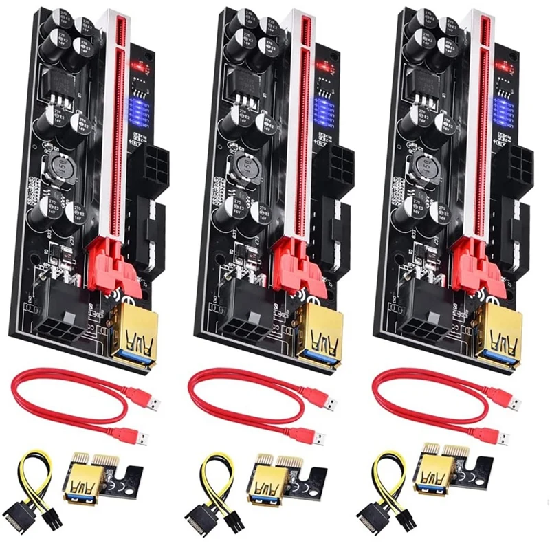 Adattatore Pcie Da 1X A 16X Per Gpu Mining Rig 4 Condensatori Solidi Extender Pcie Alimentato Con Cavo Usb Pcie Riser 3-Pack
