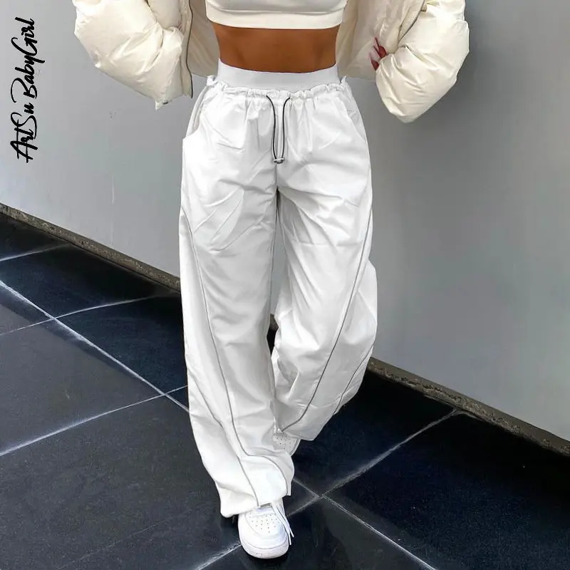 Pantaloni Bianchi Pantaloni A Gamba Larga Pantaloni Sportivi Da Donna Jogging Y2K Streetwear Abbigliamento Moda Donna Pantaloni Cargo Solidi Pantaloni