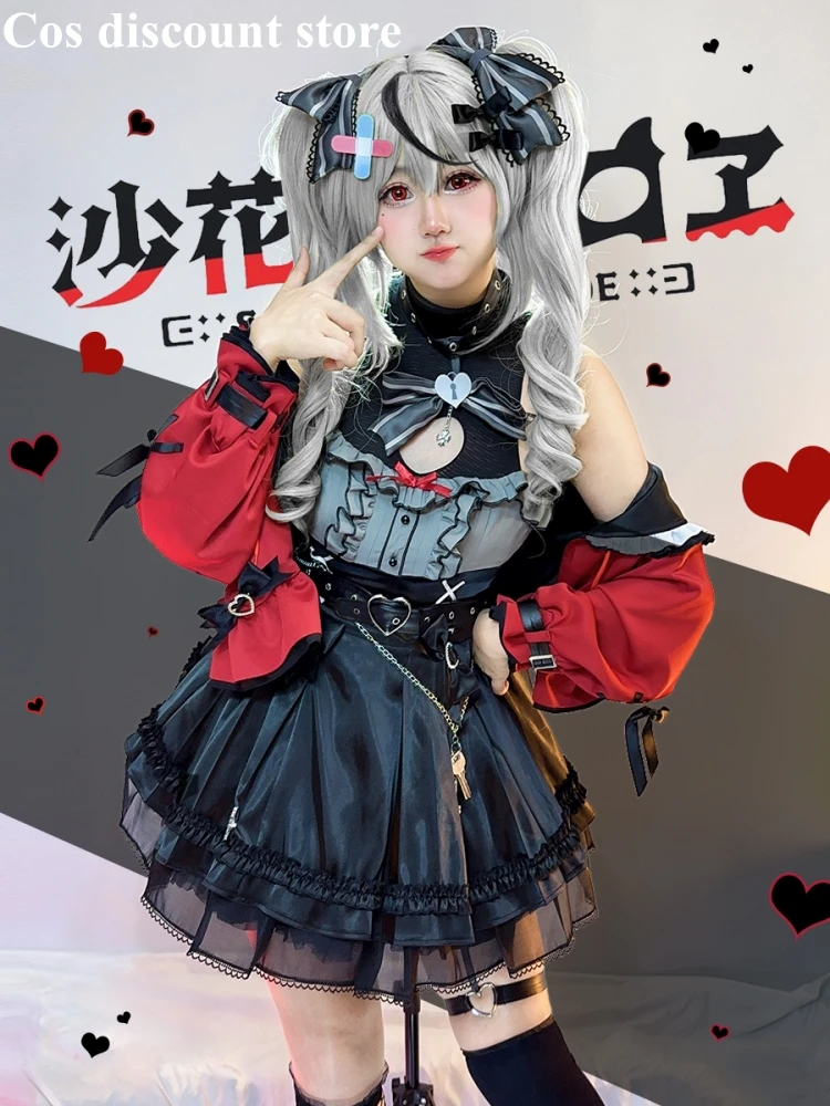 Stock Vtuber Holovive Sakamata Chloe Vestiti Cosplay Donne Nero Vestito Sexy Cos Vestiti Comic-Con Party Suit Set Completo Di Moda