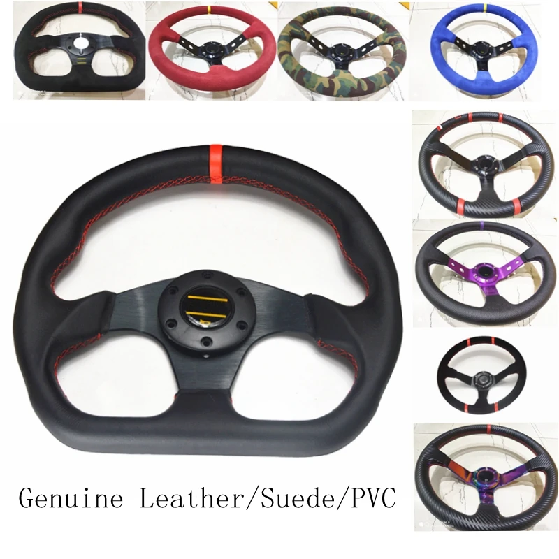 Volante Universale In Pelle 330Mm 350Mm Volante In Pelle Scamosciata Drift Racing Tipo Di Alta Qualità In Vera Pelle/Pelle Scamosciata/Pvc