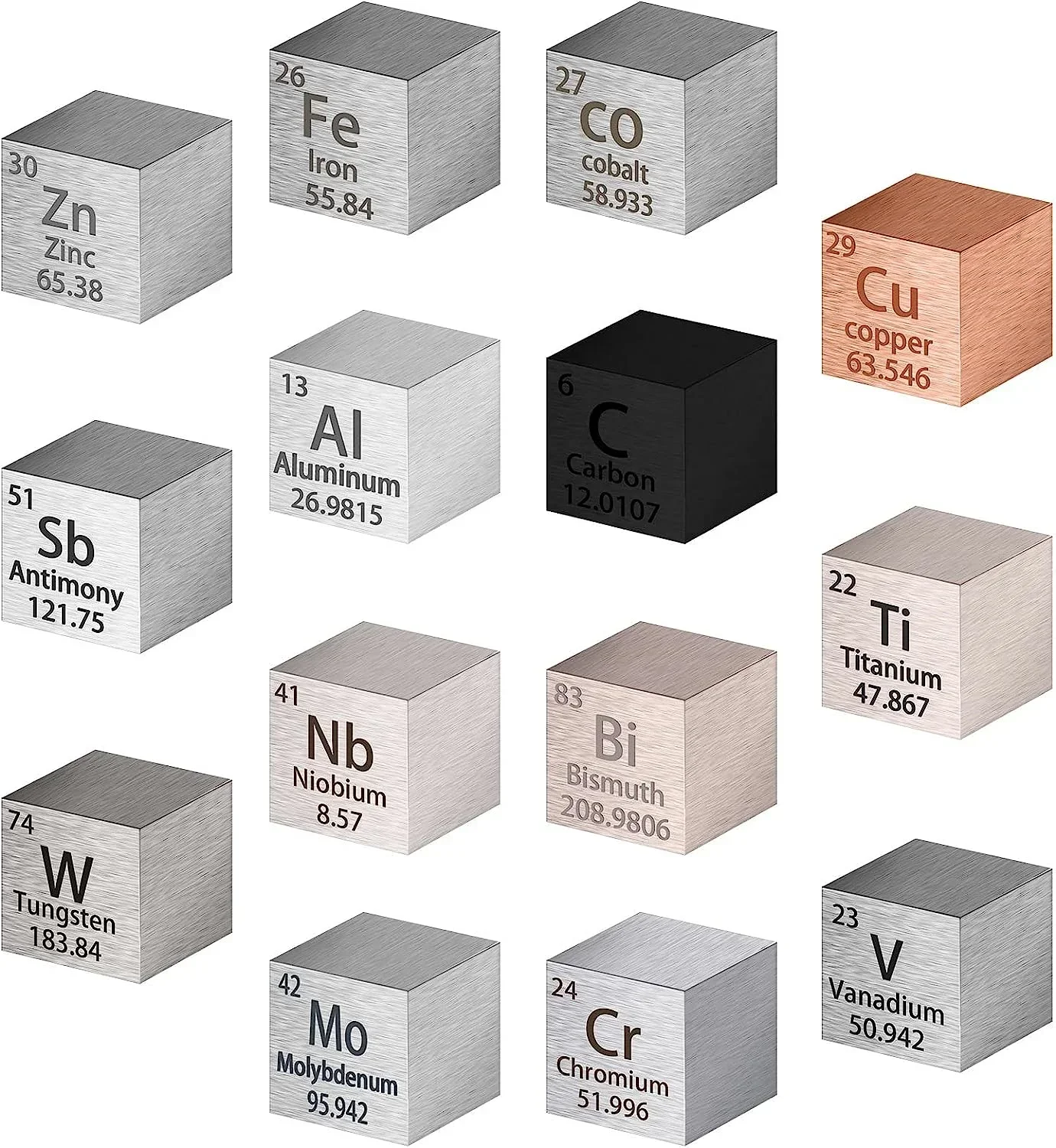Set Di Cubi Di Elementi Da 14 Pezzi Cubi Di Densità Da 10 Mm Cubi Di Tavola Periodica In Metallo