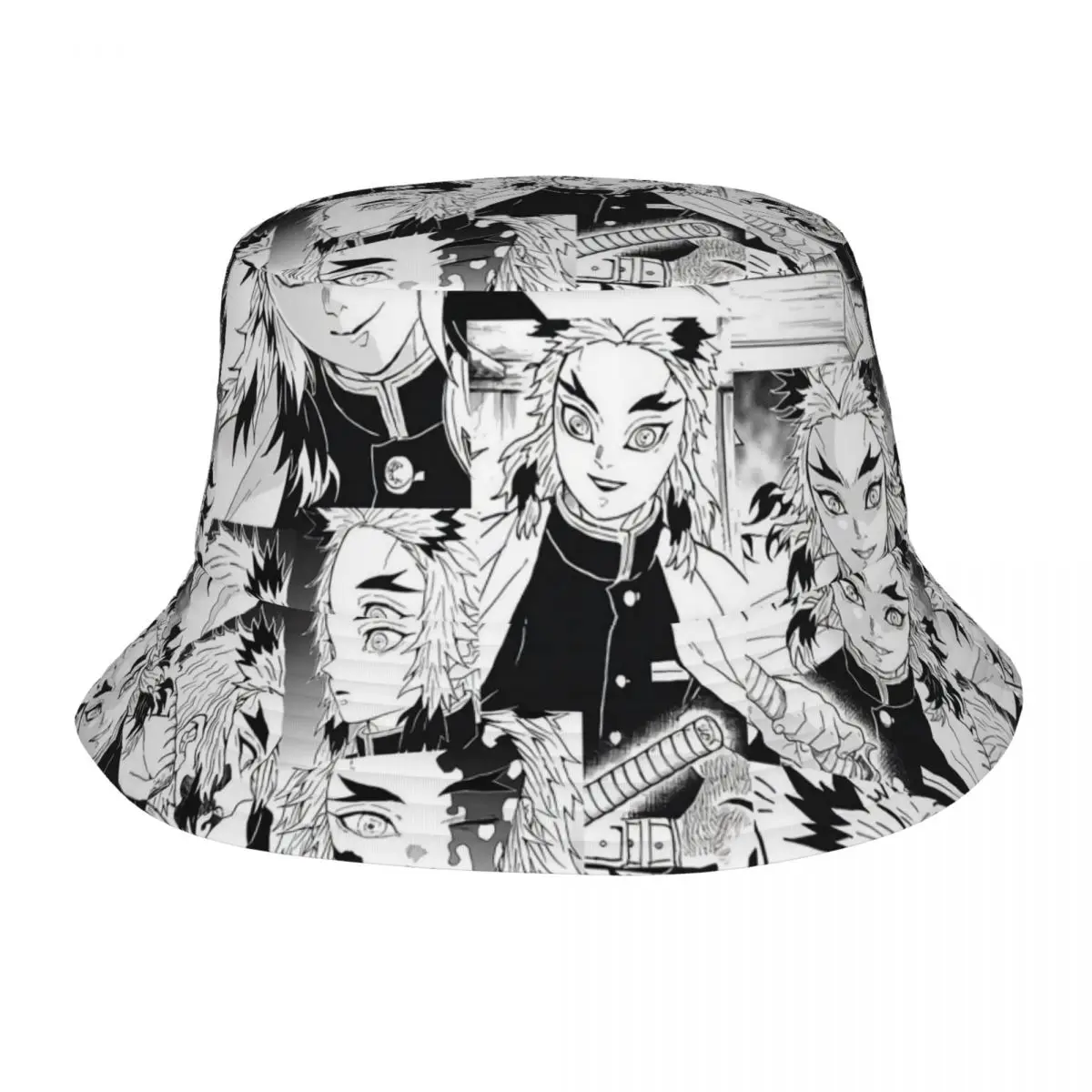 Rengoku Aniki Collage Bob Cappelli Beach Hatwear Stuff Demon Slayer Plaid Fishing Fishing Cappello Per Sport All'Aria Aperta Donna Bob Packable