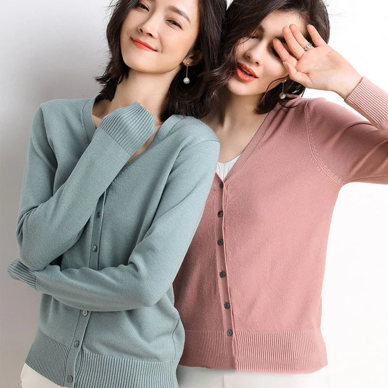 Cardigan Donna 2023 Autunno Monopetto Con Scollo A V Maglione Lavorato A Maglia Moda Maglieria Corta Solido Blu Verde Rosa Maglioni Da Donna