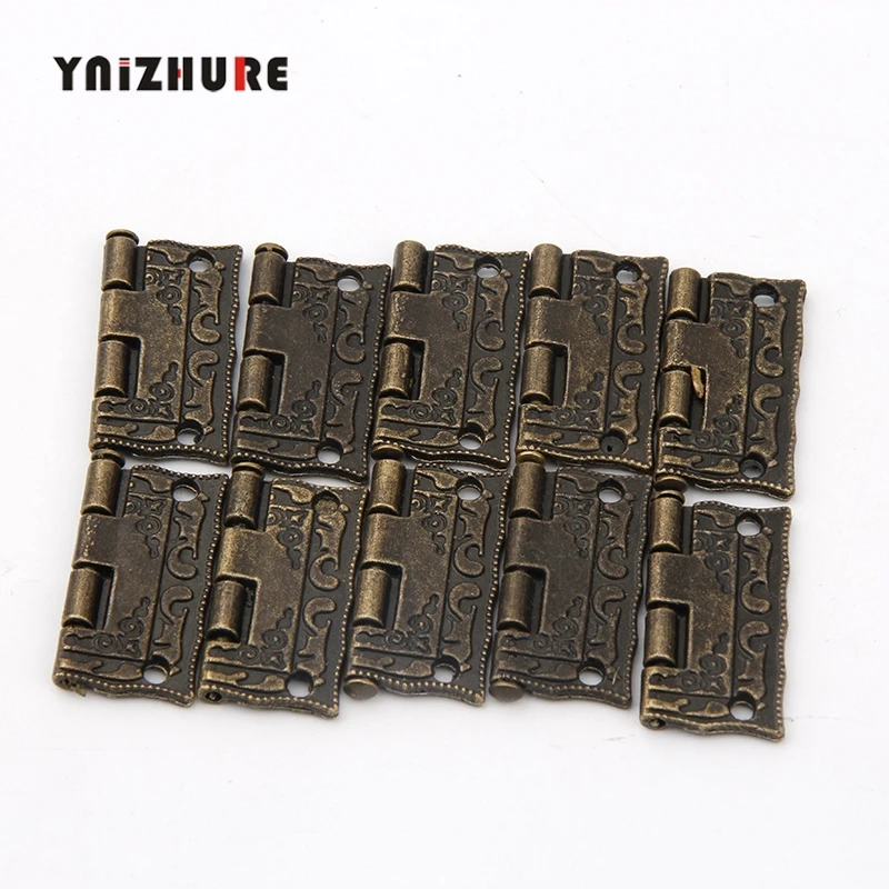 Ynintelure 10Pcs Cerniere Per Porte Cerniera Per Porte Dell'Armadio Per Cerniere Per Mobili Scatola Fai Da Te Con Viti 4 Fori Borsa Accessorio Tono Br