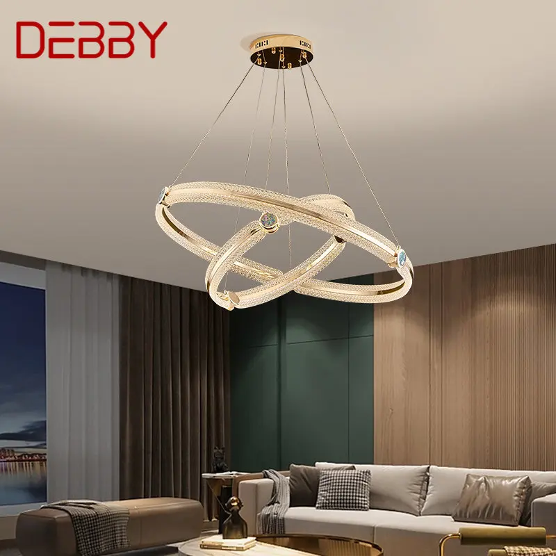 Debby Nordic Chandelier Led 3 Colori Creative Light Luxury Ring Lampada A Sospensione Home Living Dining Room Bedroom Fixtures