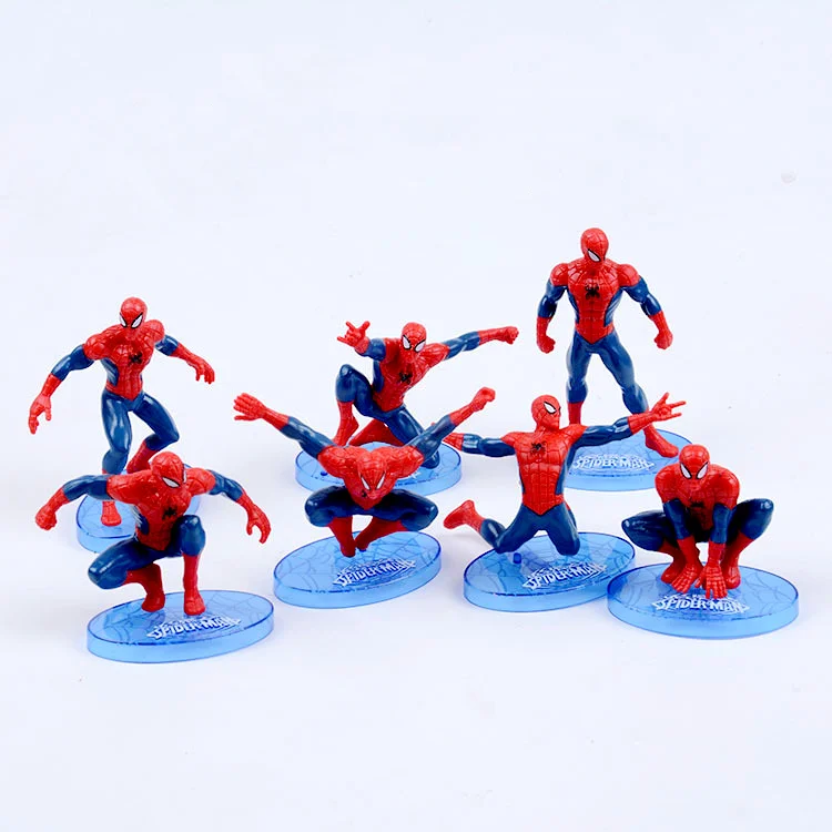 New Hot Toys 7Pcs/Set Doll Model Marvel The Avengers Anime Figures Spider-Man Venom Car Decoration Figurines Fans Gifts