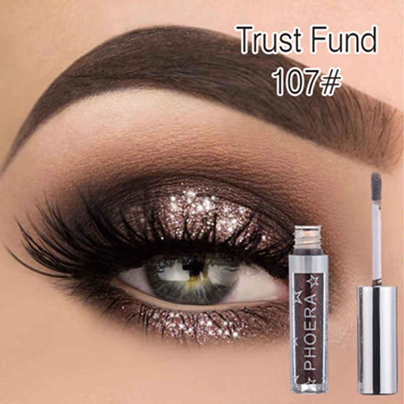 Phoera Liquid Eyeshadow Eye Liner Pen Metallic Diamond Shiny Eyeshadow Palette Shimmer Pigmentato Trucco Cosmetico Di Lunga Durata
