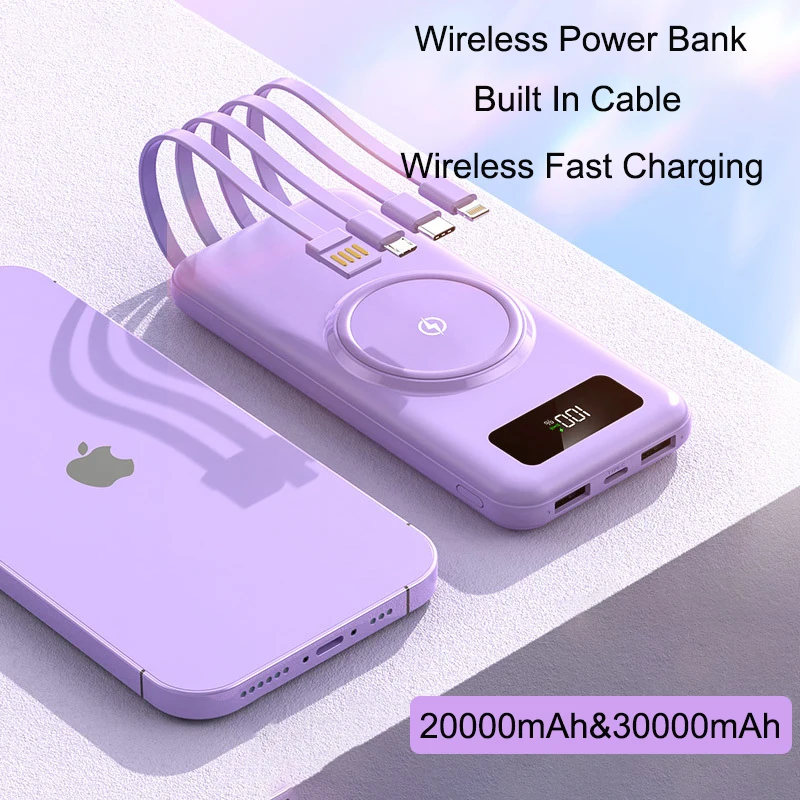 Caricabatterie Wireless Powerbank 30000Mah Powerbank A Ricarica Rapida Per Iphone 15/14/13/12 Xiaomi 14 Batterie Externe Portable Poverbank
