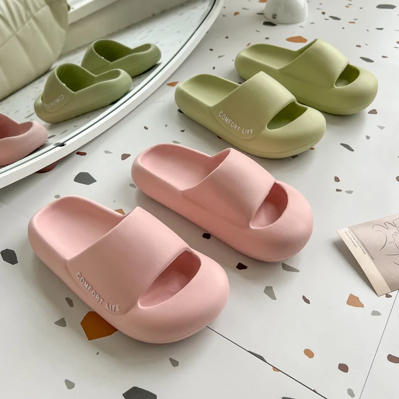 Thick Platform Bathing Home Slippers Women Fashion Soft Sole Eva Indoor Men Slides Sandals Non-Slip Couple Beach Flip Flops