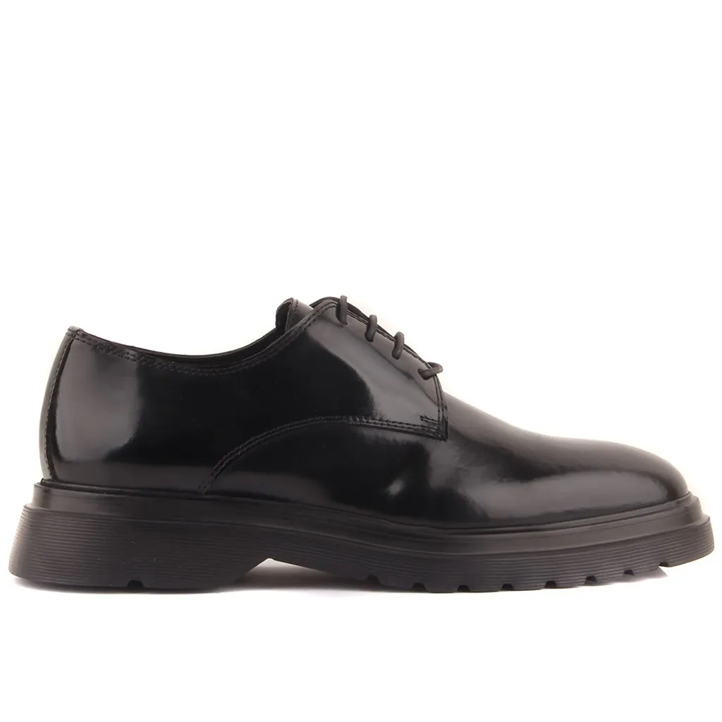Sail Lakers-Black Opening Leather Lace-Up Men'S Casual Shoes