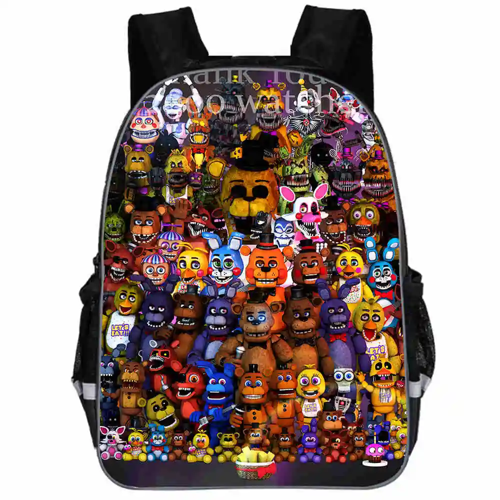 2023 Fnaf Freddy Zaino Nero Anime Zaini Bambini Ragazzi Ragazze Borsa Da Scuola Viaggio Laptop Zainetto Zainetto Satchel
