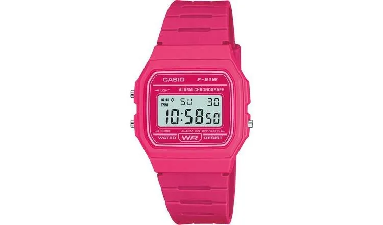 Casio Digital Watch Pink F-91Wc-4A Alarm Light Casio Digital Clock Casio Pink F-91Wc-4A Alarm Light Casio