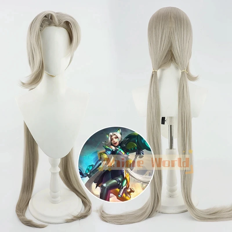 Gioco Battle Cat Jinx Parrucca Cosplay Squad Jinx Parrucche 110Cm Capelli Lunghi Con Coda Di Cavallo Capelli Sintetici Resistenti Al Calore Donne