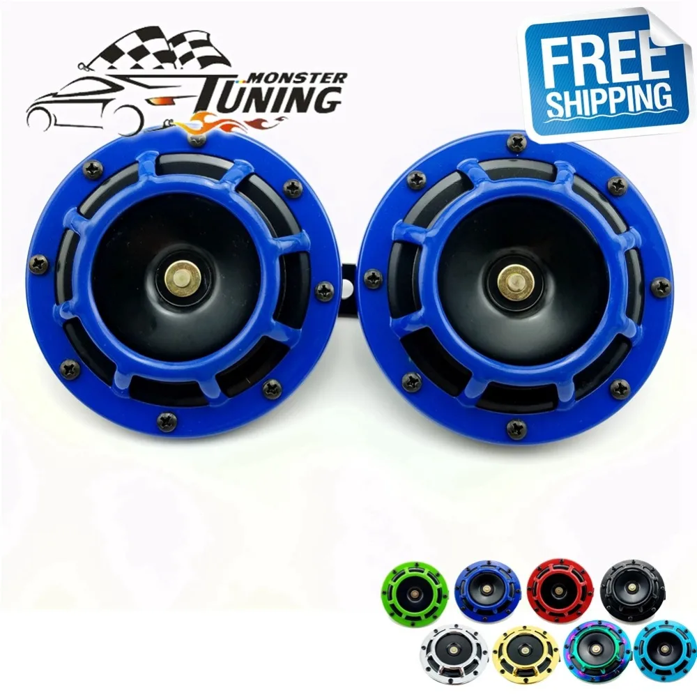 Spedizione Gratuita 2 Pz 12V 115Db Super Forte Compatto Elettrico Blast Tone Car Air Horn Kit Per Moto E Auto