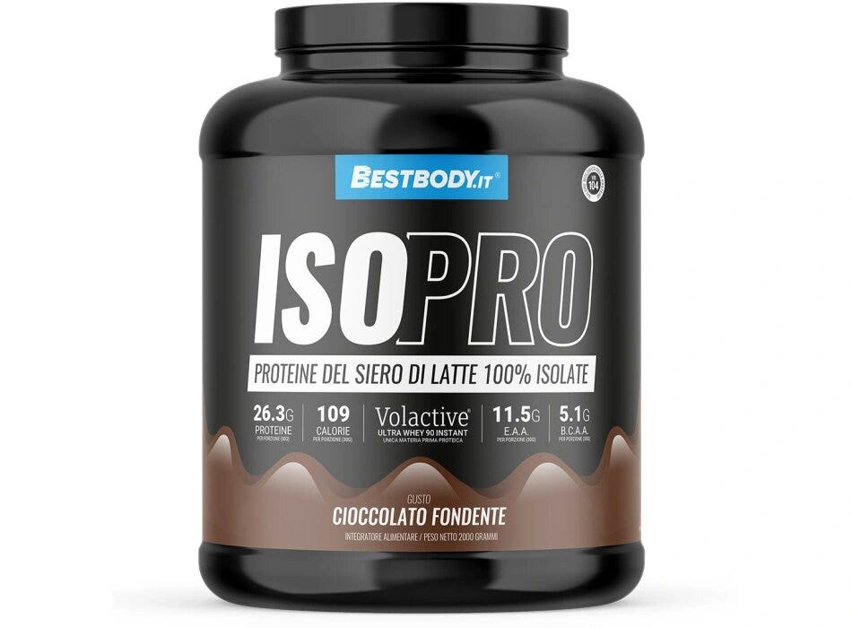BestBody IsoPro Volactive® Proteine del Latte 100% Isolate Gusto Cioccolato Fondente 2Kg