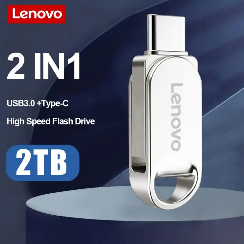 Lenovo Type C Usb Flash Drive 2 In 1 Usb Stick 3.0 128Gb Pen Drive 2Tb 1Tb Impermeabile Pendrive Memory Disk Per Iphone 15 Pro Max
