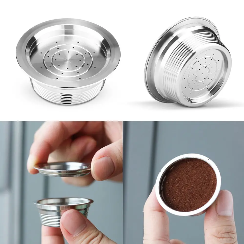 Steel Spoon Brush Tamper Coffee Pod Holder Set Coffee Capsule Reusable Pods Refillable Capsule For Lavazza A Modo Mio