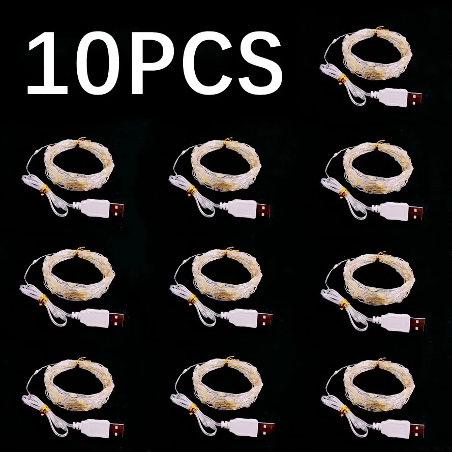 1M/10M/20M Usb Led Silver Wire Garland Light Impermeabile Fairy Lights String Lights Rame Per La Decorazione Della Festa Nuziale Di Natale