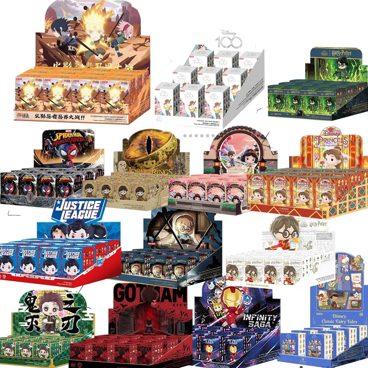 Popmart Blind Box Whole Box Intere Vendite Popolare Ip Harry Potter Mystery Box Disney Naruto Demon Slayer Spider Man Lucky Box