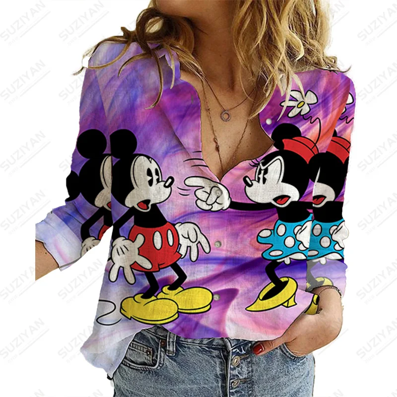 Casual Donna Top Casual Abbigliamento Da Lavoro Camicette Stampa Manica Lunga Topolino Temperamento Top Elegante Camicia Da Donna