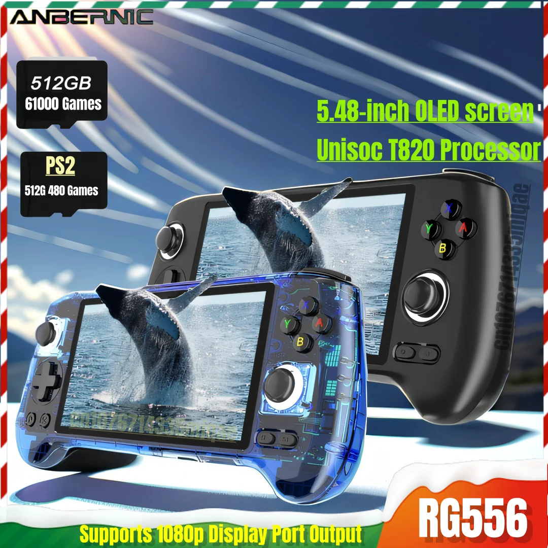 Console Di Gioco Portatile Anbernic Rg556 Schermo Amoled Da 5.48 Pollici Android 13 Gioco Retrò Risoluzione 1080*1920 8Gb Lpddr4X Ps2 Psp Wii