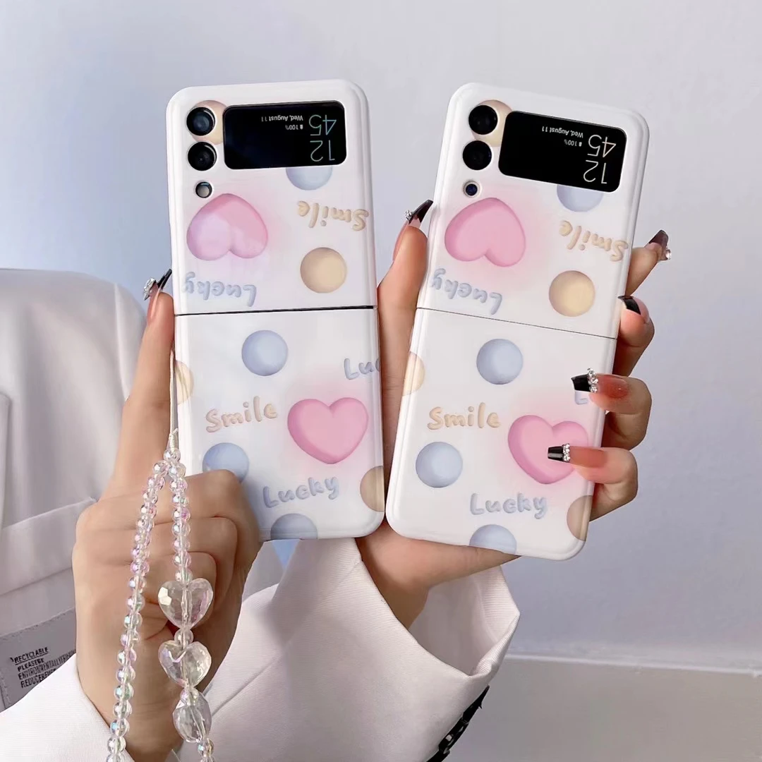 Custodia Imd Modello Cuore Kawaii Per Catena A Mano Samsung Galaxy Z Flip4 /3 5G Love
