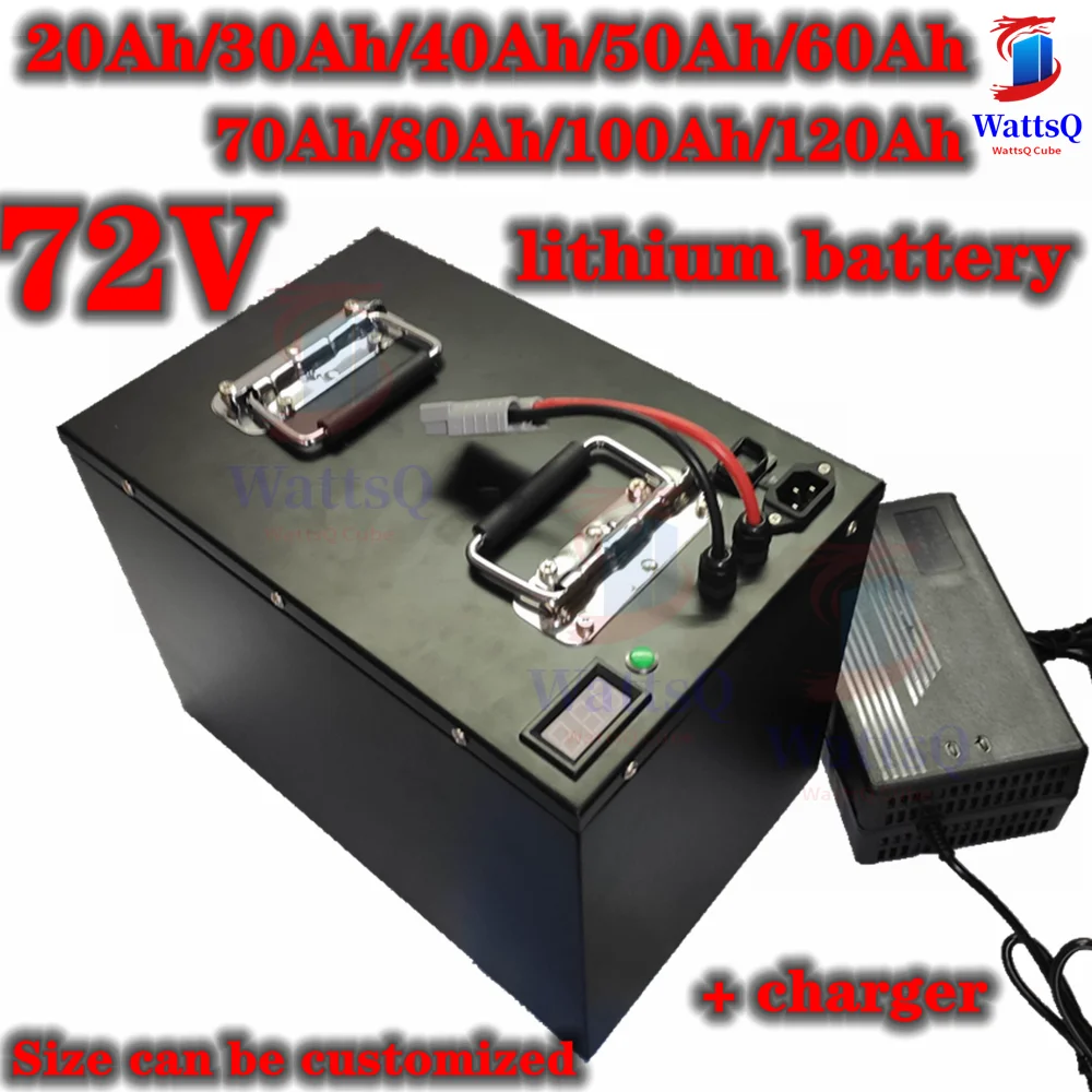 Impermeabile 50Ah 72V 80Ah Agli Ioni Di Litio 60Ah 72V 30Ah 100Ah Li Ion Bms Per 5000W Scooter Ebike Moto Carrello Elevatore + Caricatore